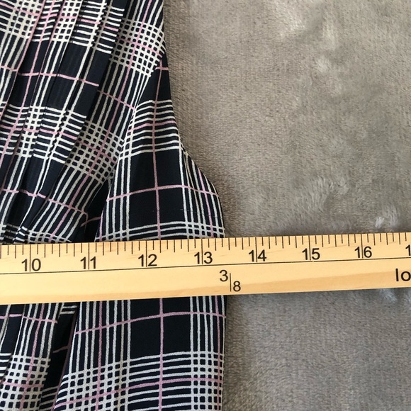 Club Monaco Cross Back Dress Size 4 Plaid V Neck Flowy Side Zip Special Occasion - Picture 13 of 15